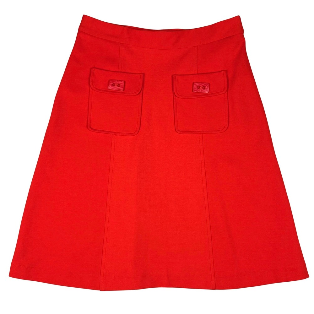 Lesley Evers A-Line Skirt Retro Mod Front Pockets Women Medium Red Goth USA Made